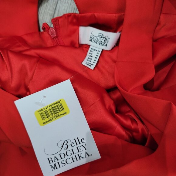 Belle Badgley Mischka NWT Red Sleeveless Sheath Dress Size 10 open cross back - Picture 6 of 10
